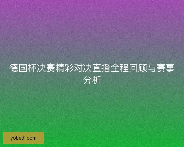 德国杯决赛精彩对决直播全程回顾与赛事分析