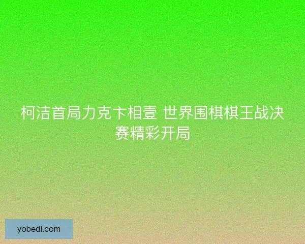 柯洁首局力克卞相壹 世界围棋棋王战决赛精彩开局