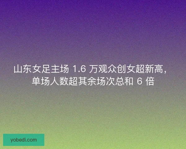 山东女足主场 1.6 万观众创女超新高，单场人数超其余场次总和 6 倍